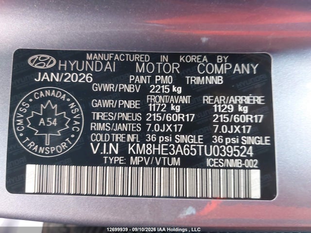 Продаж на аукціоні авто 2026 Hyundai Kona Electric Preferred W/ultimate Package Two-tone, vin: KM8HE3A65TU039524, номер лоту: 12699939