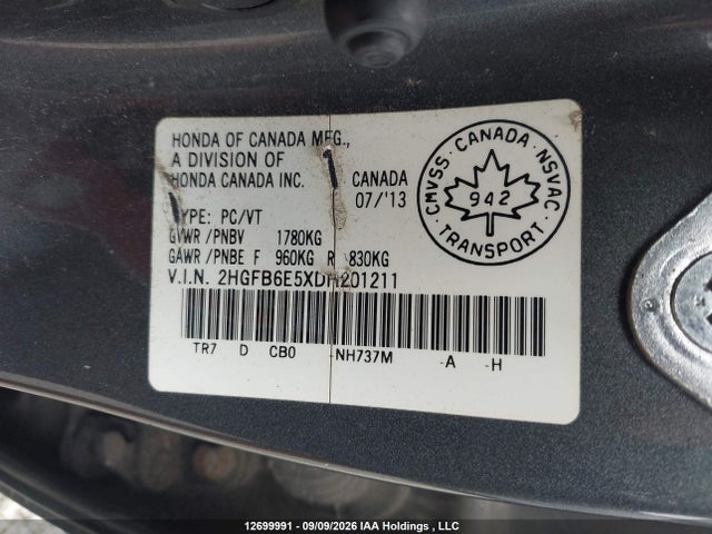12699991 :رقم المزاد ، 2HGFB6E5XDH201211 vin ، 2013 Honda Civic Si Si مزاد بيع