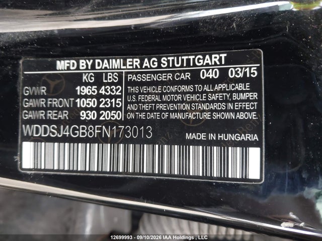 WDDSJ4GB8FN173013 Mercedes-Benz CLA 250 4MATIC