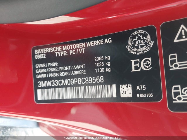 Продаж на аукціоні авто 2023 Bmw 230xi, vin: 3MW33CM09P8C89568, номер лоту: 12699999