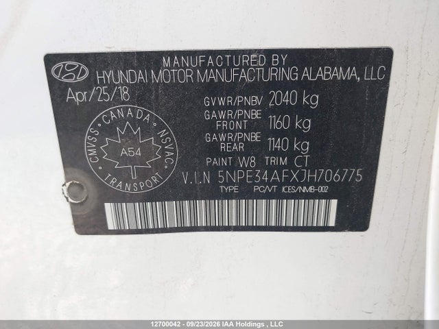 Hyundai Sonata 2018 5NPE34AFXJH706775 Image 9