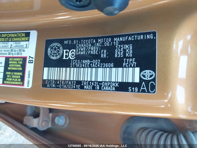 Aukcja sprzedaży 2010 Toyota Corolla Matrix, vin: 2T1KU4EE1AC423606, numer aukcji: 12700055