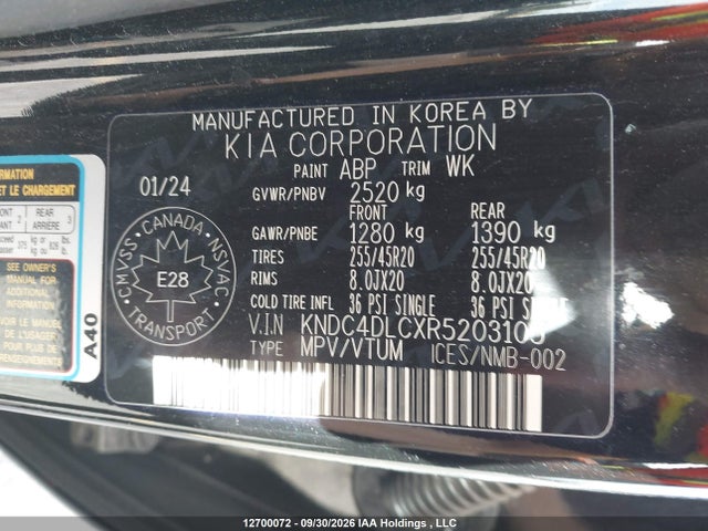 Aukcja sprzedaży 2024 Kia Ev6, vin: KNDC4DLCXR5203105, numer aukcji: 12700072