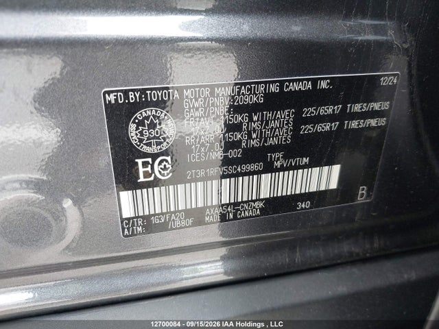 Продаж на аукціоні авто 2025 Toyota Rav4, vin: 2T3R1RFV5SC499860, номер лоту: 12700084