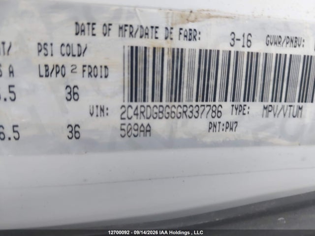 Dodge Grand Caravan Se/sxt 2016 2C4RDGBG6GR337786 Image 20