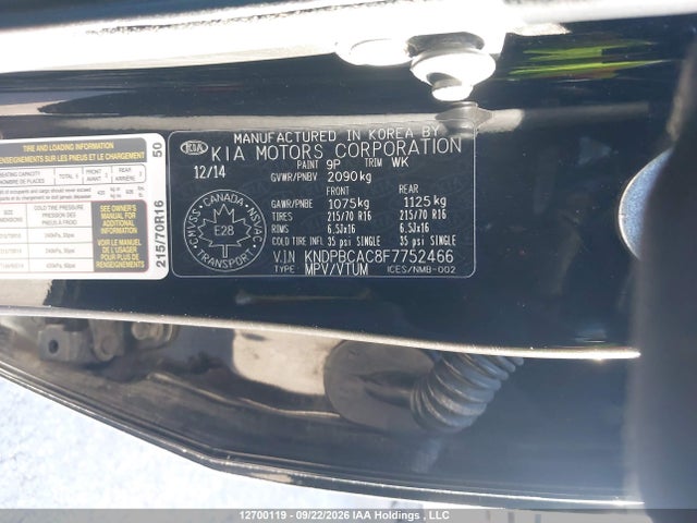 Продажа на аукционе авто 2015 Kia Sportage Lx, vin: KNDPBCAC8F7752466, номер лота: 12700119