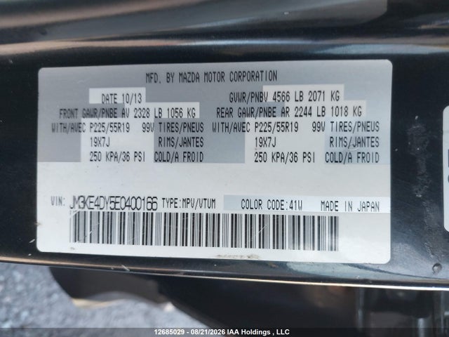 Продажа на аукционе авто 2014 Mazda Cx-5 Gt, vin: JM3KE4DY5E0400166, номер лота: 12685029