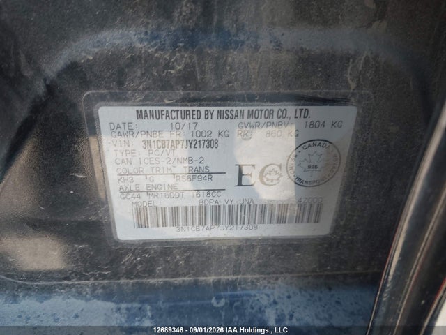 3N1CB7AP7JY217308 Nissan Sentra 1.6 Sr Turbo/nismo