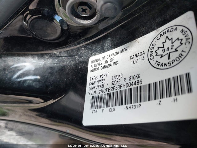 Honda Civic 2015 2HGFB2F53FH004486 Image 9