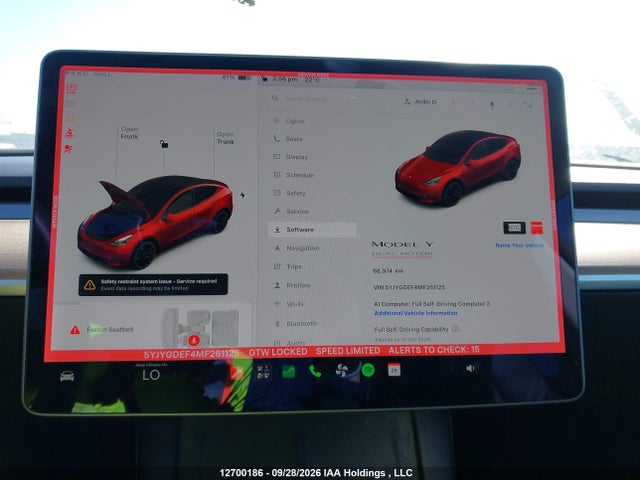 Aukcja sprzedaży 2021 Tesla Model Y, vin: 5YJYGDEF4MF261125, numer aukcji: 12700186