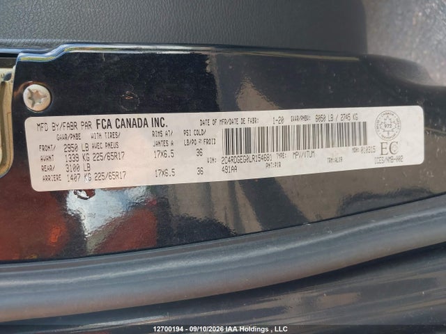 Dodge Grand Caravan Gt 2020 2C4RDGEG0LR154681 Image 9