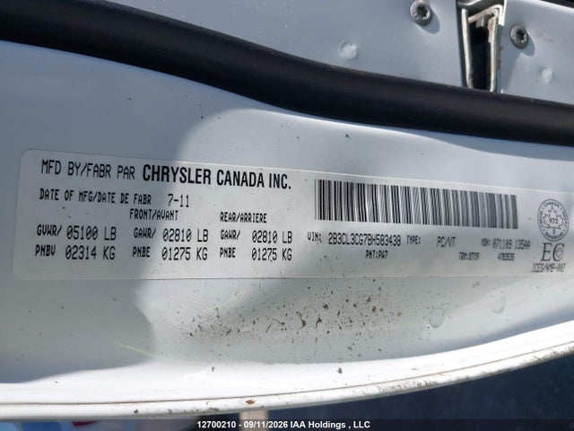 Продажа на аукционе авто 2011 Dodge Charger, vin: 2B3CL3CG7BH583438, номер лота: 12700210