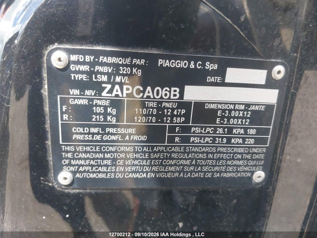 ZAPCA06B0N5201330 Vespa Primavera/sprint 50
