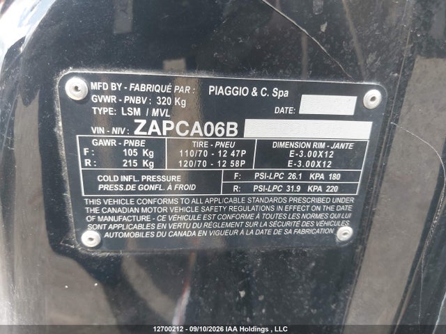 ZAPCA06B0N5201330 Vespa Primavera/sprint 50