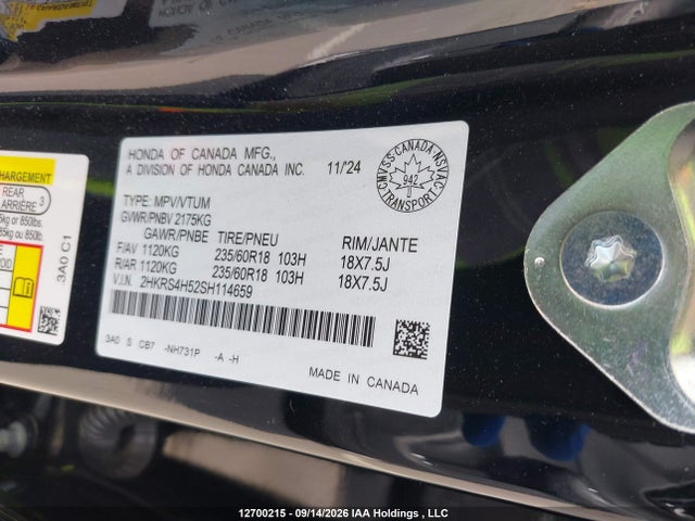 Продажа на аукционе авто 2025 Honda Cr-v Sport, vin: 2HKRS4H52SH114659, номер лота: 12700215