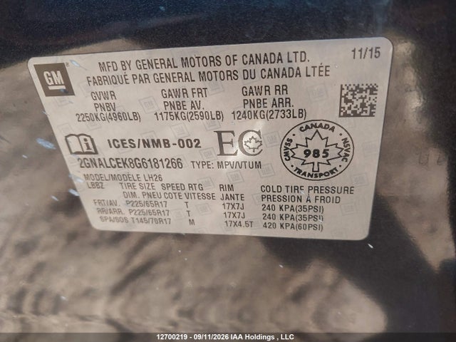 Chevrolet Equinox 2016 2GNALCEK8G6181266 Image 19