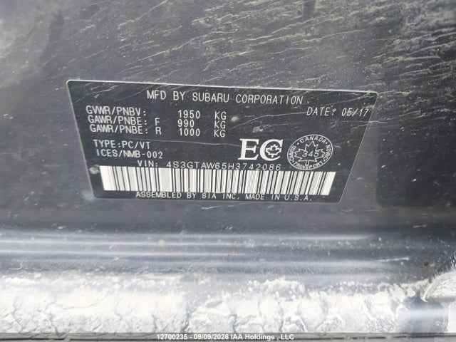 4S3GTAW65H3742086 Subaru Impreza Limited