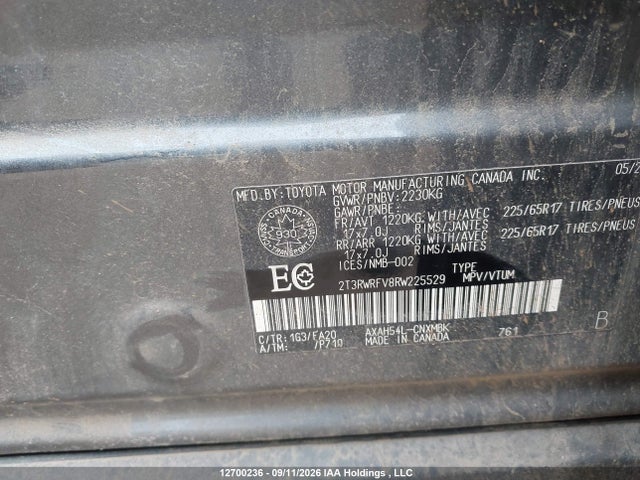 2024 Toyota Rav4 Hybrid Xle მანქანა იყიდება აუქციონზე, vin: 2T3RWRFV8RW225529, აუქციონის ნომერი: 12700236