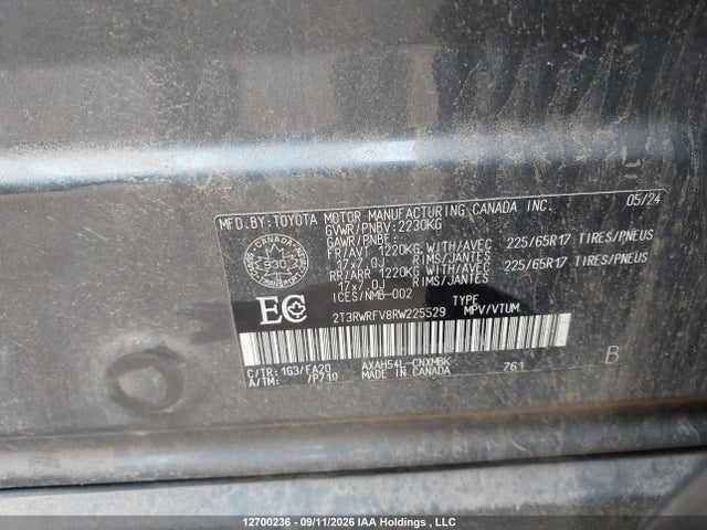 2024 Toyota Rav4 Hybrid Xle მანქანა იყიდება აუქციონზე, vin: 2T3RWRFV8RW225529, აუქციონის ნომერი: 12700236