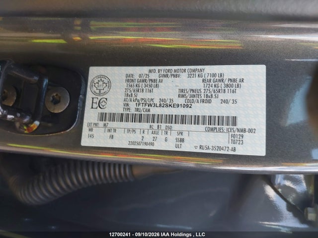 Ford F150 Xlt 2025 1FTFW3L82SKE91092 Image 9