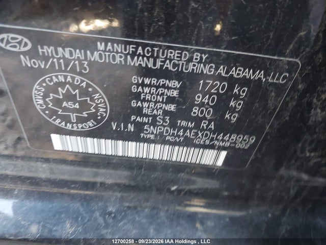 Aukcja sprzedaży 2013 Hyundai Elantra Gl, vin: 5NPDH4AEXDH448959, numer aukcji: 12700258