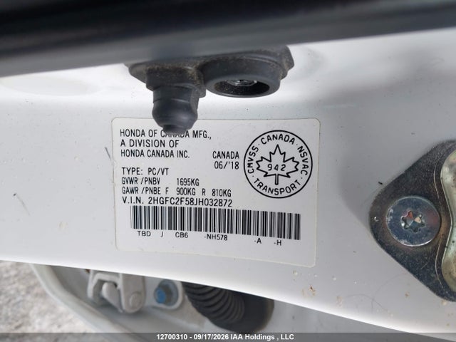 Продаж на аукціоні авто 2018 Honda Civic Lx, vin: 2HGFC2F58JH032872, номер лоту: 12700310