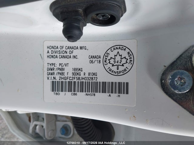 Продаж на аукціоні авто 2018 Honda Civic Lx, vin: 2HGFC2F58JH032872, номер лоту: 12700310
