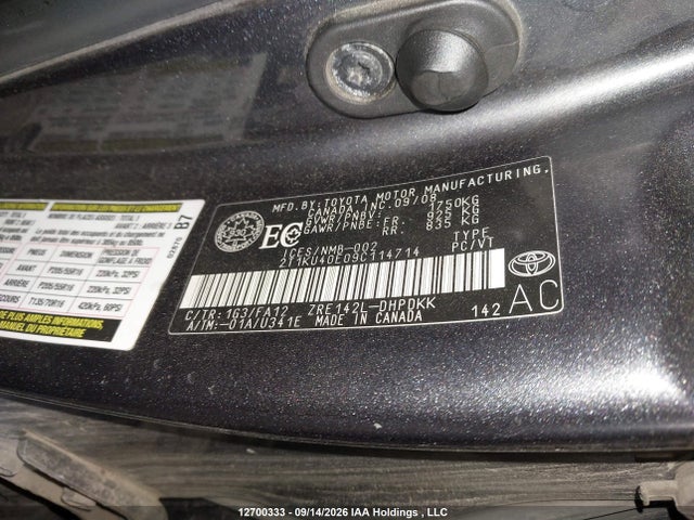 Продажа на аукционе авто 2009 Toyota Corolla Matrix, vin: 2T1KU40E09C114714, номер лота: 12700333