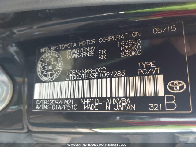 Toyota PRIUS C 2015 JTDKDTB33F1097283 Image 9