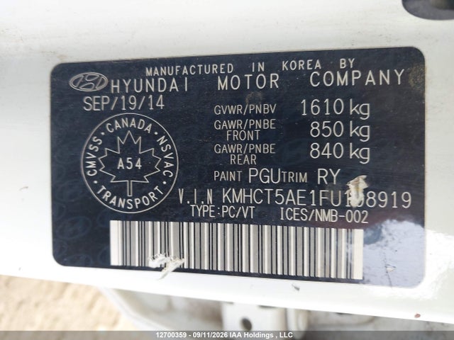Продаж на аукціоні авто 2015 Hyundai Accent Gs, vin: KMHCT5AE1FU198919, номер лоту: 12700359