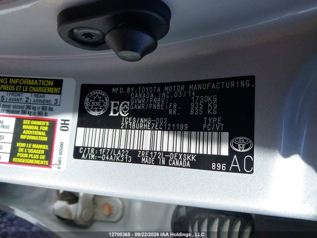 Toyota Corolla 2014 2T1BURHE7EC121199 Image 9