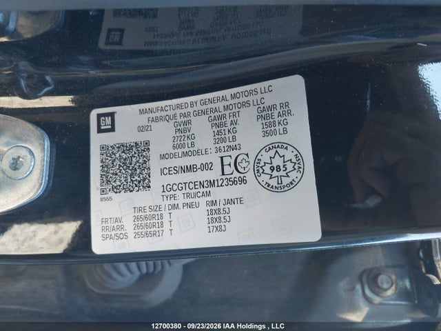 Продаж на аукціоні авто 2021 Chevrolet Colorado Lt, vin: 1GCGTCEN3M1235696, номер лоту: 12700380