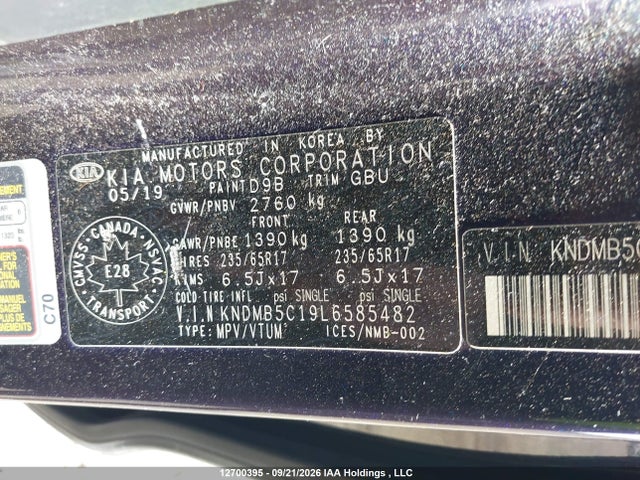 Продаж на аукціоні авто 2020 Kia Sedona Lx/ex, vin: KNDMB5C19L6585482, номер лоту: 12700395