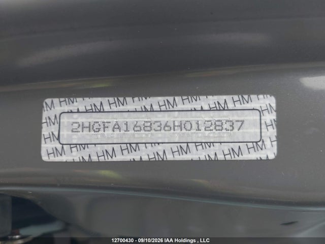 2006 Honda Civic Ex მანქანა იყიდება აუქციონზე, vin: 2HGFA16836H012837, აუქციონის ნომერი: 12700430