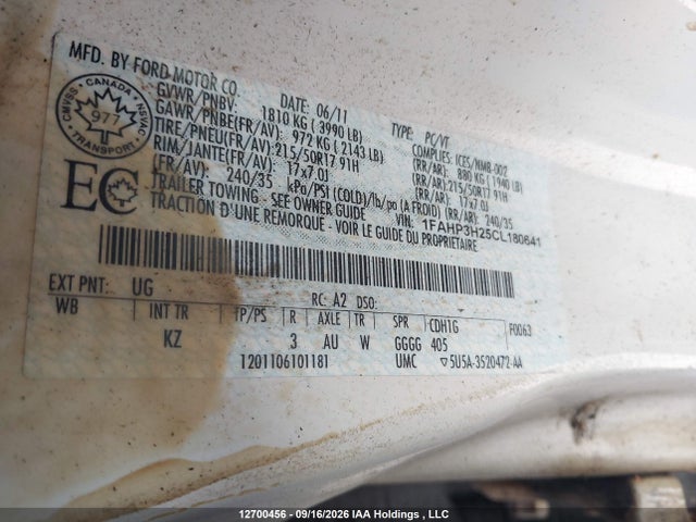 Aukcja sprzedaży 2012 Ford Focus Sel, vin: 1FAHP3H25CL180641, numer aukcji: 12700456