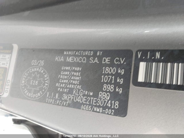 Продажа на аукционе авто 2026 Kia K4 Ex, vin: 3KPFU4DE2TE307418, номер лота: 12700470