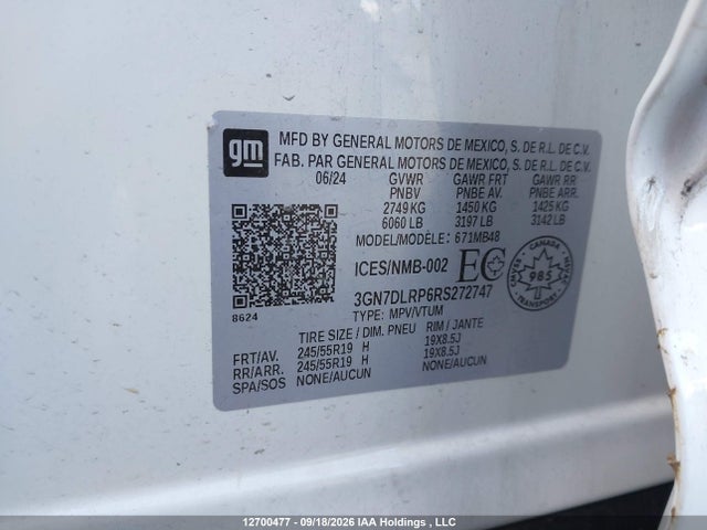 Продажа на аукционе авто 2024 Chevrolet Equinox Ev Lt, vin: 3GN7DLRP6RS272747, номер лота: 12700477