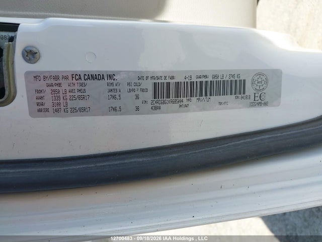 Продажа на аукционе авто 2019 Dodge Grand Caravan Se, vin: 2C4RDGBG1KR685004, номер лота: 12700483