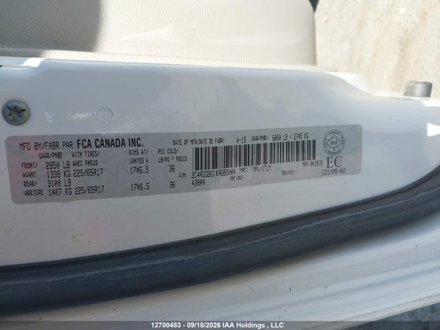 Продажа на аукционе авто 2019 Dodge Grand Caravan Se, vin: 2C4RDGBG1KR685004, номер лота: 12700483