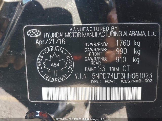 Hyundai Elantra L 2017 5NPD74LF3HH061023 Image 18