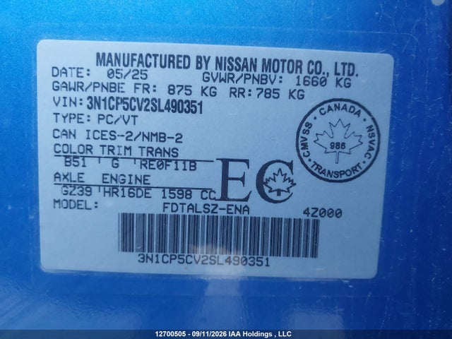 Nissan Kicks Play Sv 2025 3N1CP5CV2SL490351 Image 9