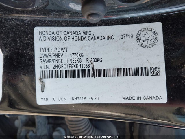 Honda Civic Touring 2019 2HGFC1F9XKH105819 Image 17