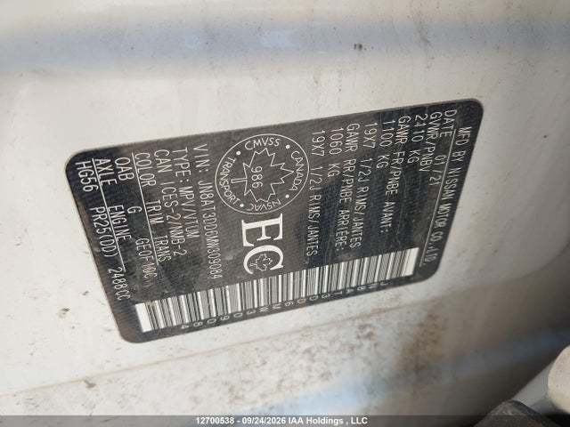 Aukcja sprzedaży 2021 Nissan Rogue Platinum, vin: JN8AT3DD6MW309084, numer aukcji: 12700538
