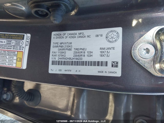 2HKRW2H95JH144233 Honda Cr-v Touring
