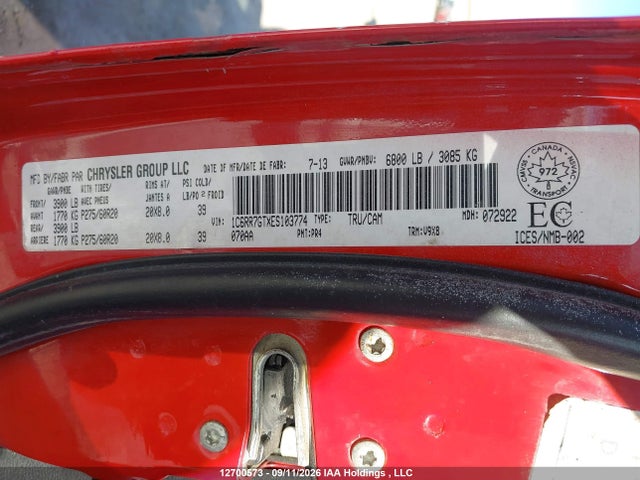Aukcja sprzedaży 2014 Ram 1500 Slt, vin: 1C6RR7GTXES103774, numer aukcji: 12700573