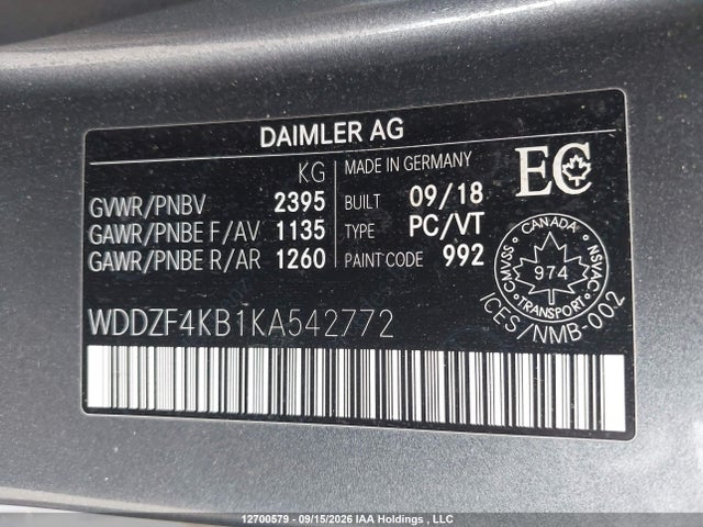 WDDZF4KB1KA542772 Mercedes-Benz E 300 4matic