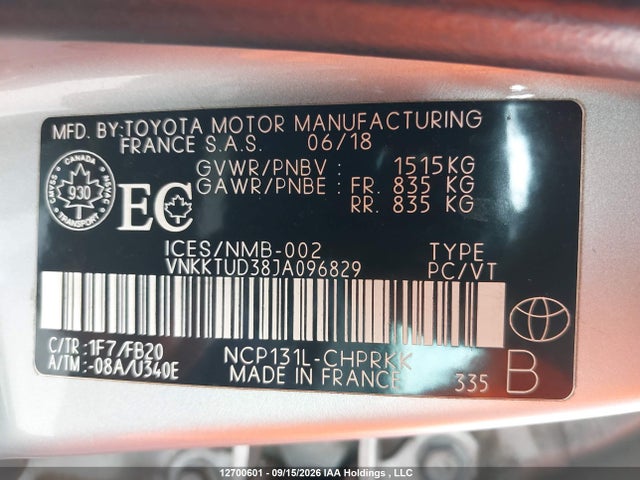 Toyota YARIS LE 2018 VNKKTUD38JA096829 Image 18