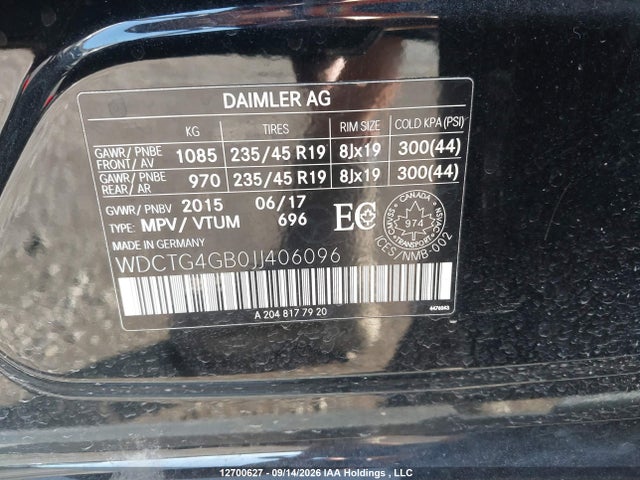 Aukcja sprzedaży 2018 Mercedes-benz Gla 250 4matic, vin: WDCTG4GB0JJ406096, numer aukcji: 12700627