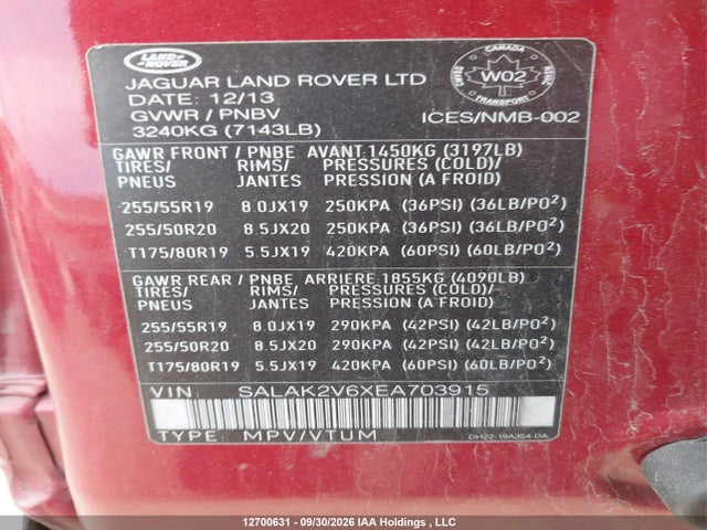 Land Rover LR4 2014 SALAK2V6XEA703915 Image 9