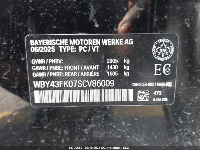 Aukcja sprzedaży 2025 Bmw I5 M60i Xdrive, vin: WBY43FK07SCV86009, numer aukcji: 12700652